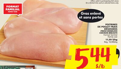 Poitrines de poulet frais désossées