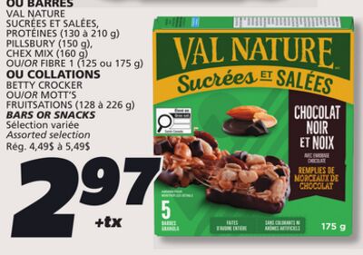 Barres val nature sucrées et salées, protéines