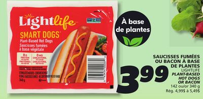Saucisses fumées ou bacon à base de plantes lightlife