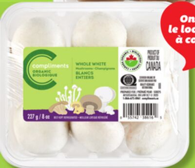 Champignons blancs ou cremini entiers biologiques compliments
