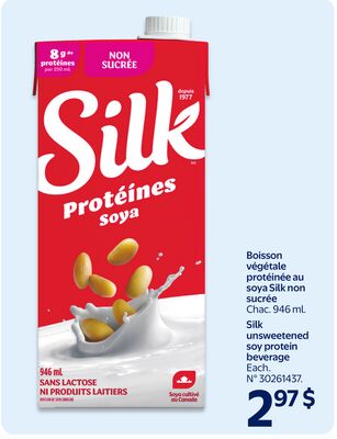 Boisson végétale protéinée au soya silk non sucrée