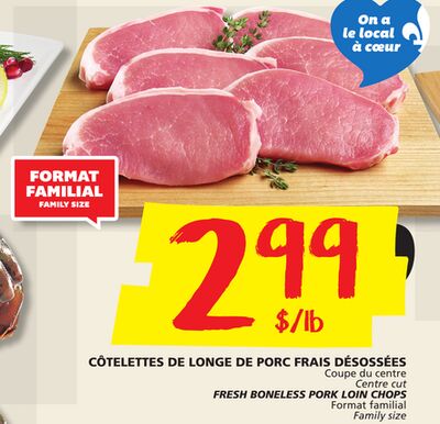 CÔTELETTES DE LONGE DE PORC FRAIS DÉSOSSÉES